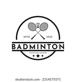 Vintage retro badminton logo design idea