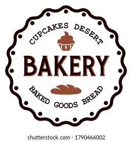 Vintage Retro Bakery Bake Shop Label And Cupcake Sticker Logo design vector