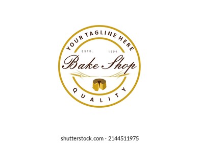 Vintage Retro Bakery Bake Shop Label Sticker Logo design vector
