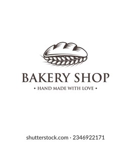 Vintage Retro Bakery, Cake Shop Label Vector Logo Stamp. Bread logo design