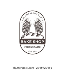 Vintage Retro Bakery, Cake Shop Label Vector Logo Stamp, Bakery bread and cakes vector design logo