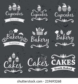 Vintage Retro Bakery Labels On Chalkboard Stock Vector (Royalty Free ...