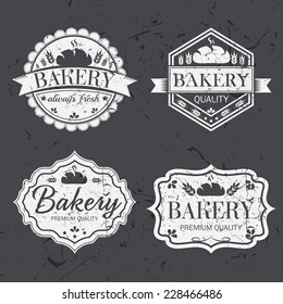 Vintage retro bakery labels on chalkboard 