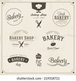 Vintage retro bakery labels set