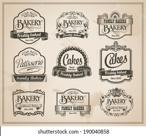 Vintage Retro Bakery Labels Sign Set Stock Vector (Royalty Free ...