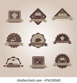 Vintage Retro Bakery Logo Badges And Labels Design. Vector Illustration