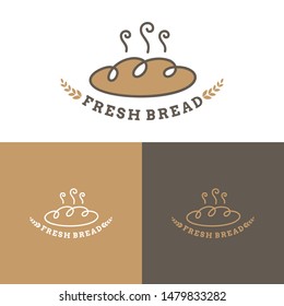 vintage retro bakery logo, flat style, bread icon, fresh food vector illustration, creative design