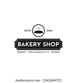 Vintage Retro Bakery shop wheat bread Logo Design