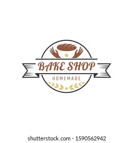 Vintage Retro Bakery/Bake Shop Logo Design. Homemade Bread Cake Logo Template