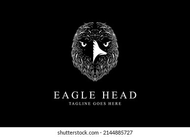 Vintage Retro Bald Eagle Hawk Falcon Head Face Logo Design Vector