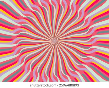 Vintage retro banner background. Colorful grunge wave wallpaper. Vector illustration. Twist party backround pattern.	