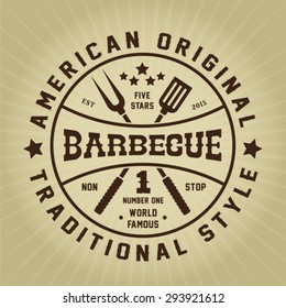 Vintage Retro Barbecue American Original Traditional Style Seal