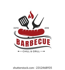 Vintage Retro Barbecue, Barbeque, Bbq, Steak logo vector design
