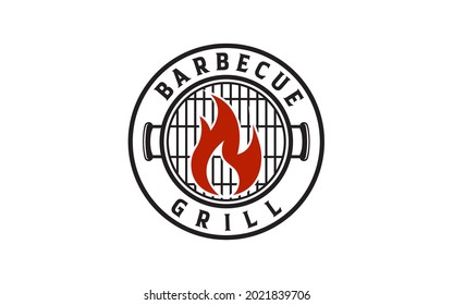 Vintage Retro Barbecue Grill, Barbeque Label Stamp Logo design vector