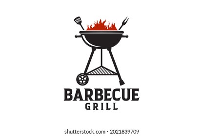 Vintage Retro Barbecue Grill, Barbeque Label Stamp Logo design vector