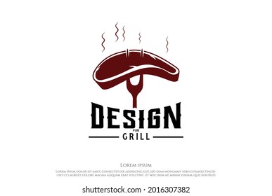Vintage Retro Barbeque BBQ Barbecue Grill Stamp Logo Design Vector