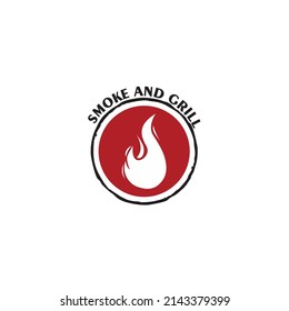 Vintage Retro Barbeque Grill, BBQ vector logo template