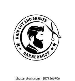 Plantilla de diseño de sello de marca de insignia de barbería retro vintage o adhesivo de sello