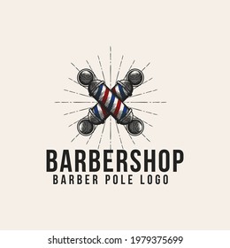vintage retro barbershop logo template. with engraved vector illustration