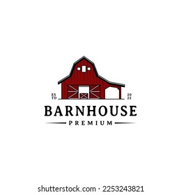 vintage retro barn house vector logo design illustration