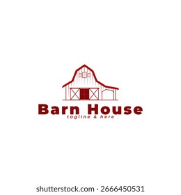 vintage retro barn house vector logo design illustration