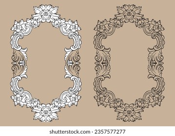 Vintage retro baroque frame on white background. Vector illustration