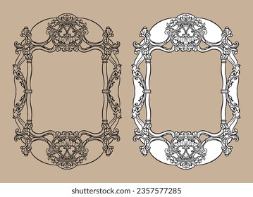 Vintage retro baroque frame on white background. Vector illustration