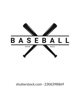 Vintage retro baseball club logo design with hipster drawing style