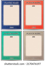 Vintage retro baseball league player cards frame template set