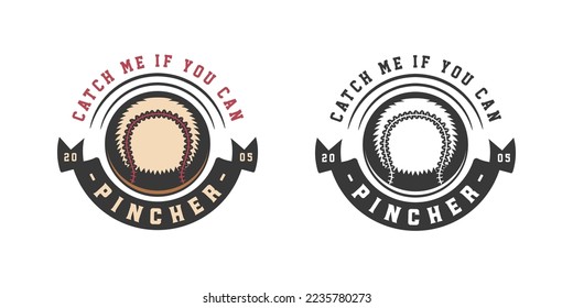Vintage retro baseball sport emblem, logo, badge, label. mark, poster or print. Monochrome Graphic Art. Vector Illustration. Engraving style	
