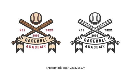 Vintage retro baseball sport emblem, logo, badge, label. mark, poster or print. Monochrome Graphic Art. Vector Illustration. Engraving style	