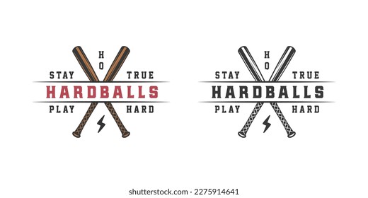 Vintage retro baseball sport emblem, logo, badge, label. mark, poster or print. Monochrome Graphic Art. Vector Illustration. Engraving style	