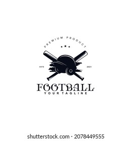 Vintage Retro Baseball Stick Helmet logo vector design template inspiration idea