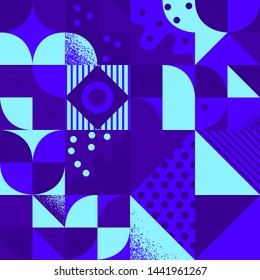 Vintage retro bauhaus design vector seamless pattern. Swiss style colorful geometric composition