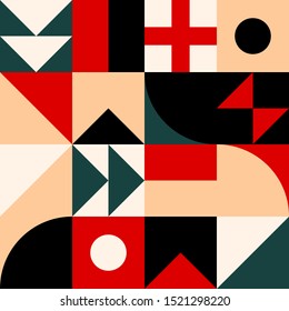 Vintage retro bauhaus design vector seamless pattern. Geometric shape ornament. Modern stylish texture.