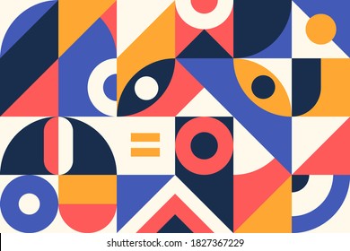 Vintage retro Bauhaus design vector seamless pattern. Geometric shape ornament. Modern stylish texture.