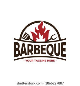 Vintage Retro Bbq Barbeque Barbecue Logo Grill Symbol Vector Design Template