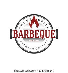 Vintage Retro BBQ Grill, Barbecue, Barbeque Label Stamp Logo design vector