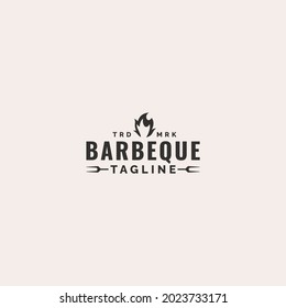 vintage retro BBQ grill, barbecue, barbeque logo design vector