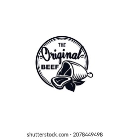 Vintage Retro Beef Grill emblem stamp Label logo vector design template inspiration idea