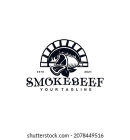 Vintage Retro Beef Grill logo vector design template inspiration idea