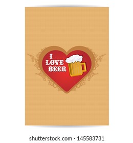 vintage retro beer bar label . vector illustration. Vector beer mug.