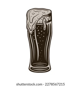 Vintage retro beer brewing element. Can be used for emblem, logo, badge, label. mark, poster or print. Monochrome Graphic Art. Engraving style. Vector Illustration.	