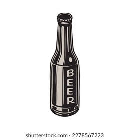 Vintage retro beer brewing element. Can be used for emblem, logo, badge, label. mark, poster or print. Monochrome Graphic Art. Engraving style. Vector Illustration.	