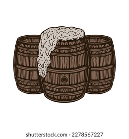 Vintage retro beer brewing element. Can be used for emblem, logo, badge, label. mark, poster or print. Monochrome Graphic Art. Engraving style. Vector Illustration.	