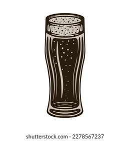 Vintage retro beer brewing element. Can be used for emblem, logo, badge, label. mark, poster or print. Monochrome Graphic Art. Engraving style. Vector Illustration.	
