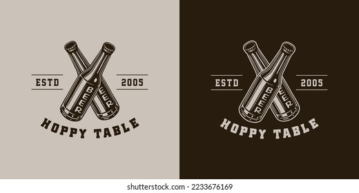 Vintage retro beer brewing emblem, logo, badge, label. mark, poster or print. Monochrome Graphic Art. Vector Illustration. Engraving
