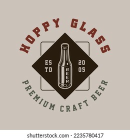 Vintage retro beer brewing emblem, logo, badge, label. mark, poster or print. Monochrome Graphic Art. Engraving style vecctor Illustration	
