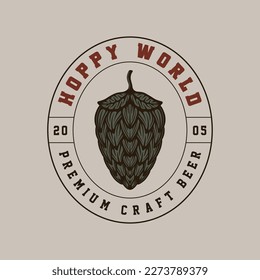 Vintage retro beer brewing emblem, logo, badge, label. mark, poster or print. Monochrome Graphic Art. Engraving style vecctor Illustration	
