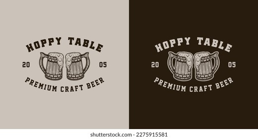 Vintage retro beer brewing emblem, logo, badge, label. mark, poster or print. Monochrome Graphic Art. Engraving style vector Illustration	
